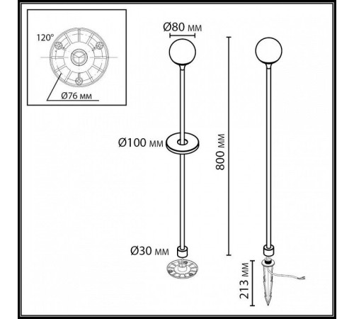 Наземный низкий светильник Odeon Light NATURE 7120/3GLA
