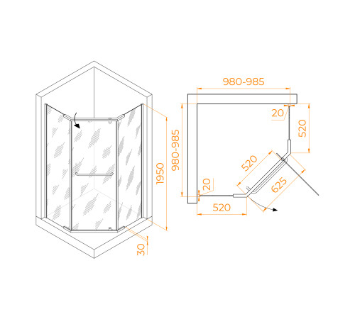 Душевой уголок RGW Passage PA-081 1000x1000 мм хром 35088100-21