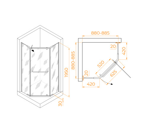 Душевой уголок RGW Passage PA-081B 900x900 мм черный 35088199-14