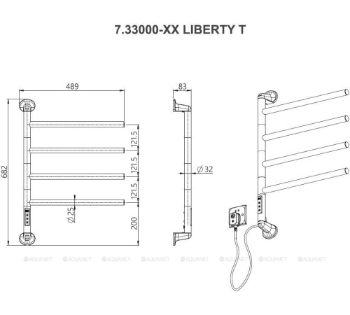 Полотенцесушитель электрический Allen Brau Liberty T 683х489 мм никель 7.33000-BN