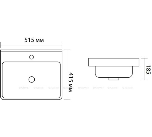 Раковина накладная Aquanet Ирис 515х415х185 мм черный матовый 00329246