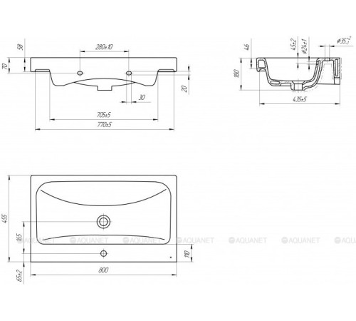 Раковина-столешница Cersanit MODUO 80 S-UM-MOD80/1