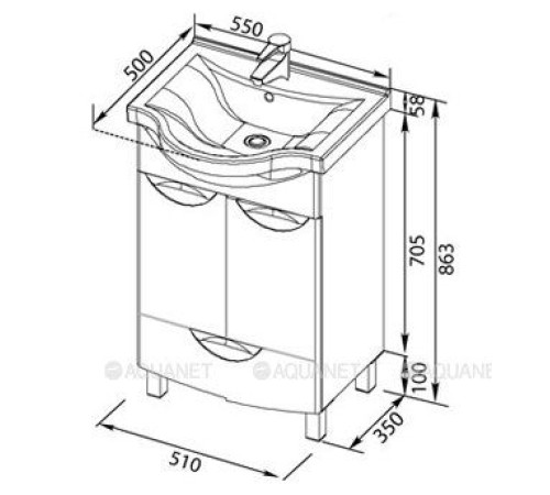 Раковина-столешница Aquanet Everson 550х490х190 мм 00177617