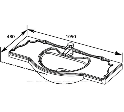 Раковина-столешница Aquanet Yatao 1050x480x230 мм YB-1005