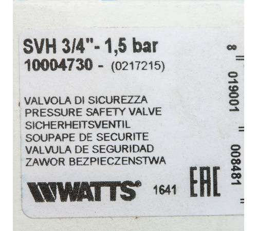 Предохранительный клапан Watts SVH 15-3/4 1.5 бар 10004730