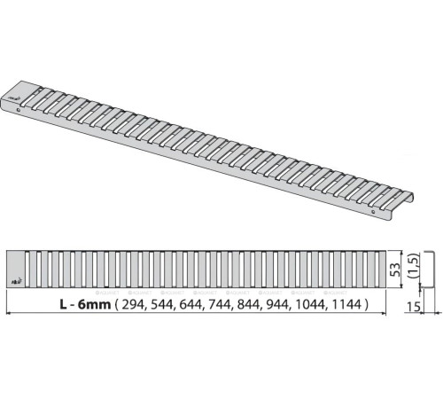 Решетка для водоотводящего желоба Alcaplast LINE-300L глянцевая 300 мм LINE-300L