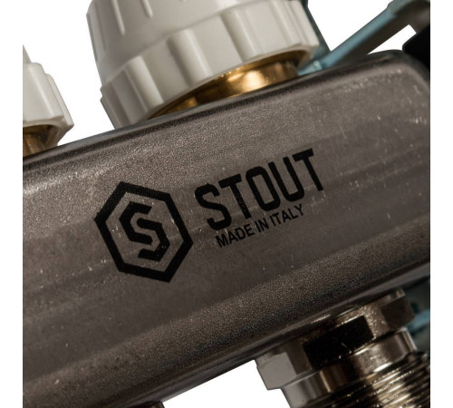 Коллекторная группа из нержавеющей стали STOUT с расходомерами 4 выхода SMS 0907 000004