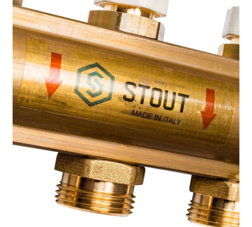 Коллектор распределительный латунный без расходомеров STOUT 9 выходов SMB 0468 000009