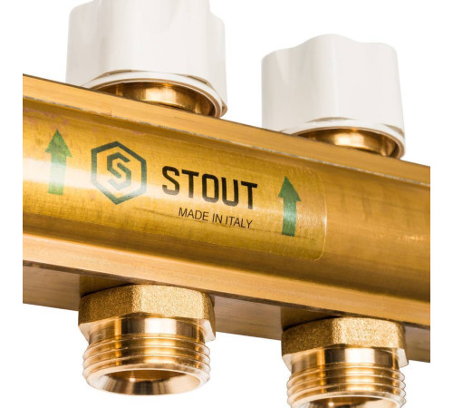 Коллектор распределительный латунный без расходомеров STOUT 9 выходов SMB 0468 000009