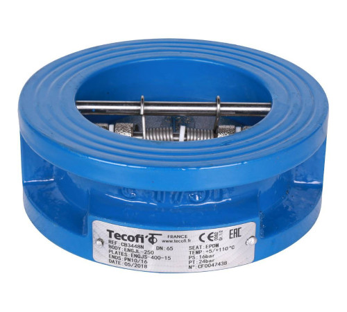 Обратный клапан двухстворчатый Tecofi CB3448N-EP0065 чугунный Ду 65 Ру 16 CB3448N-EP0065