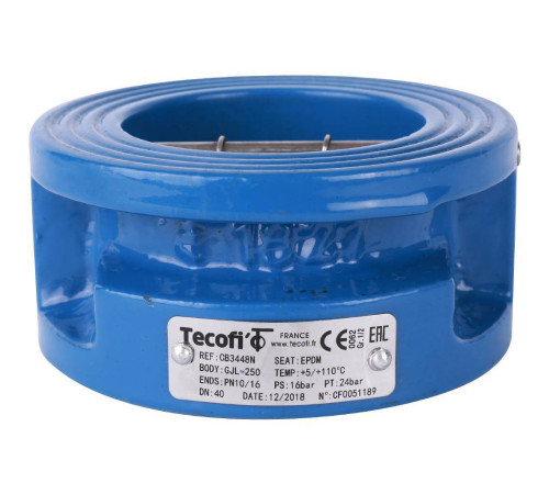 Обратный клапан двухстворчатый Tecofi CB3448N-EP0040 чугунный Ду 40 Ру 16 CB3448N-EP0040