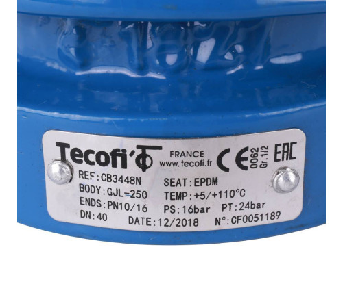 Обратный клапан двухстворчатый Tecofi CB3448N-EP0040 чугунный Ду 40 Ру 16 CB3448N-EP0040
