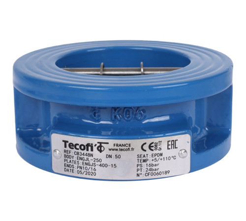 Клапан обратный двухстворчатый Tecofi CB3448N DN50 PN16 межфланцевый чугунный CB3448N-EP0050