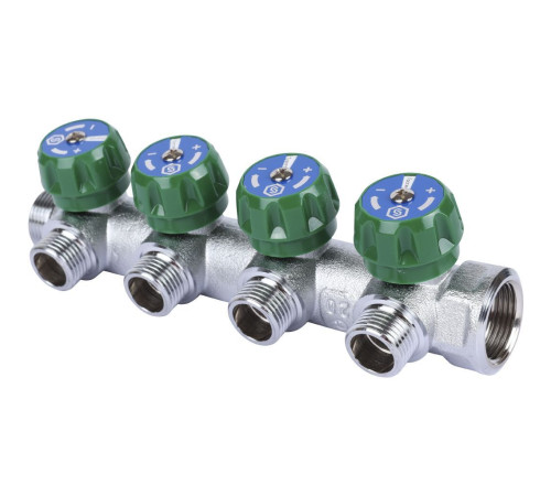 Коллектор регулирующий STOUT 3/4 4 отвода 1/2 плоское уплотнение SMB-6849-341204