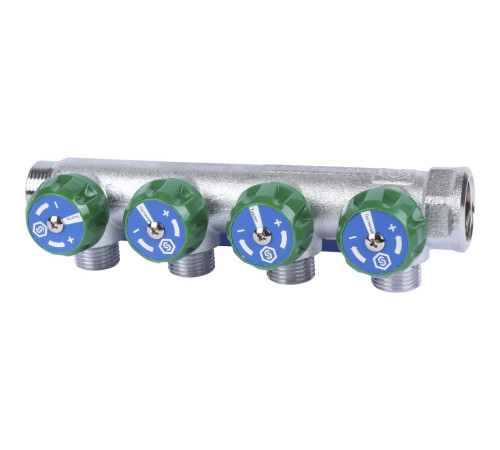 Коллектор регулирующий STOUT 3/4 4 отвода 1/2 плоское уплотнение SMB-6849-341204