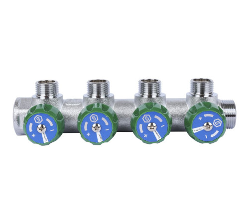 Коллектор регулирующий STOUT 3/4 4 отвода 1/2 плоское уплотнение SMB-6849-341204