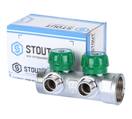 Коллектор регулирующий STOUT 1 2 отвода 1/2 плоское уплотнение SMB-6849-011202