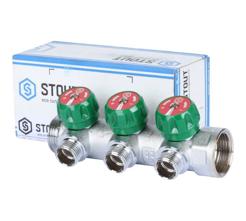 Коллектор регулирующий STOUT 1 3 отвода 1/2 плоское уплотнение SMB-6849-011203