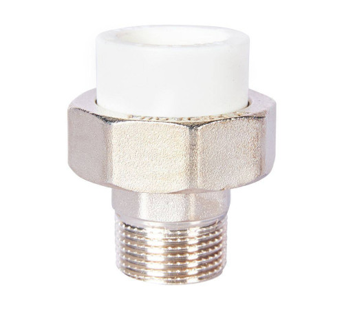 Муфта комбинированная разъемная Pro Aqua PP-R 25x3/4 НР усиленная Белая PA21014S