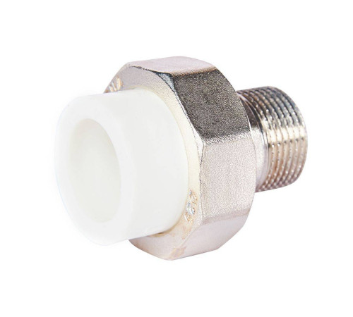 Муфта комбинированная разъемная Pro Aqua PP-R 25x3/4 НР усиленная Белая PA21014S