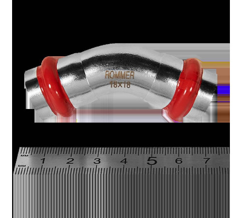 Угольник 45° ROMMER нержавеющая сталь пресс 18 мм RSS-0005-000018