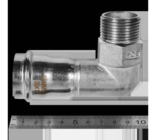 Угольник-переходник 90° ROMMER нержавеющая сталь 35 мм x 1 НР RSS-0010-000351