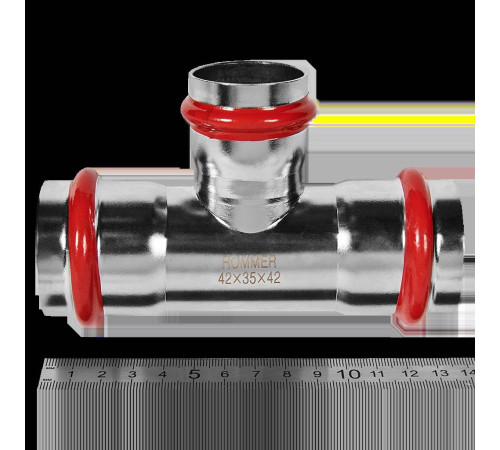 Тройник переходной ROMMER 42х35х42 мм нержавеющая сталь пресс RSS-0014-423542