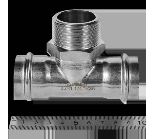 Тройник-переходник пресс-НР ROMMER 35x1 1/4 нержавеющая сталь RSS-0016-035114