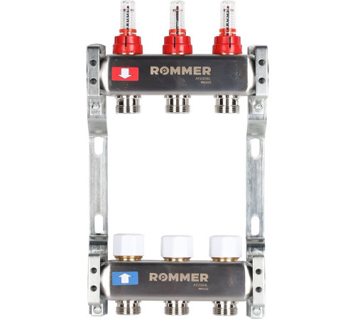 Коллекторная группа из нержавеющей стали с расходомерами ROMMER 3 выхода RMS-1200-000003