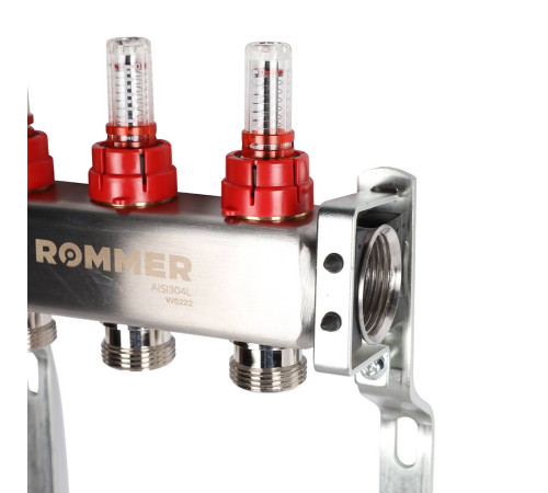 Коллекторная группа из нержавеющей стали с расходомерами ROMMER 3 выхода RMS-1200-000003