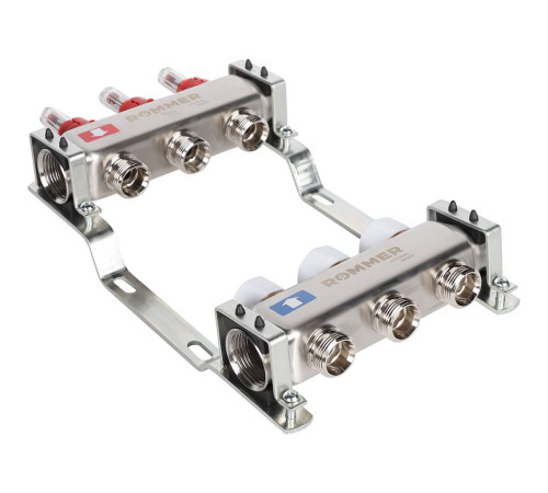 Коллекторная группа из нержавеющей стали с расходомерами ROMMER 3 выхода RMS-1200-000003