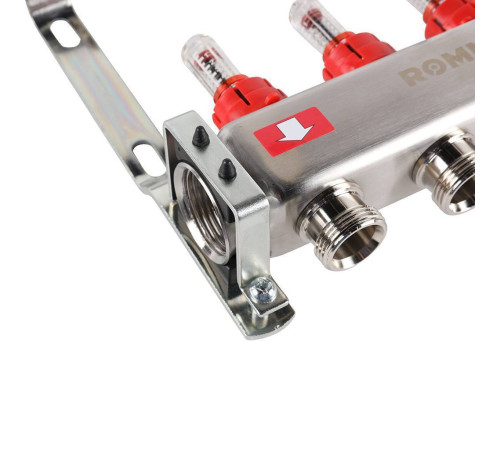 Коллекторная группа из нержавеющей стали с расходомерами ROMMER 4 выхода RMS-1200-000004