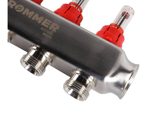Коллекторная группа из нержавеющей стали с расходомерами ROMMER 4 выхода RMS-1200-000004