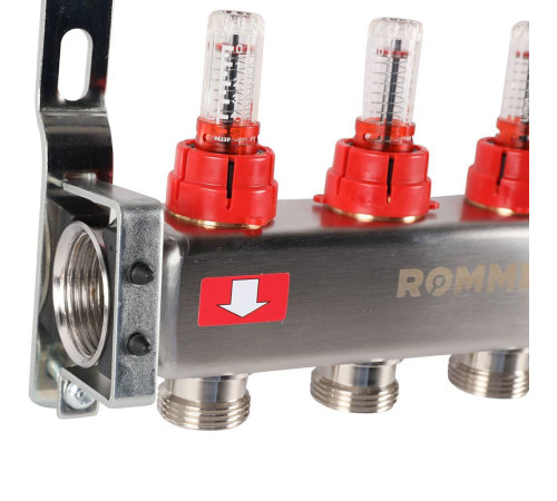 Коллекторная группа из нержавеющей стали с расходомерами ROMMER 4 выхода RMS-1200-000004