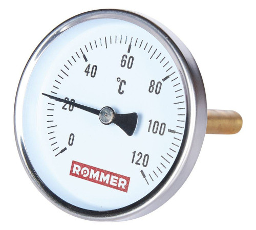Термометр биметаллический аксиальный ROMMER 80/100 мм 1/2 0-120 °C RIM-0001-801015
