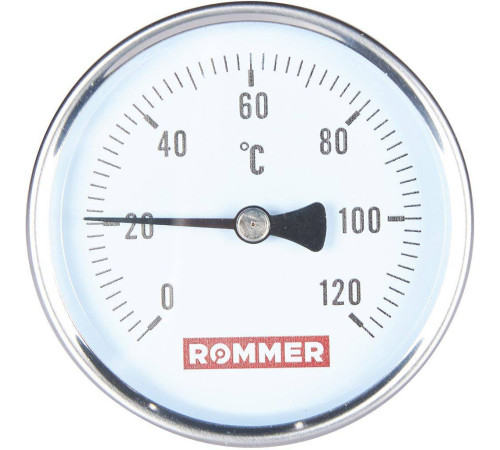 Термометр биметаллический аксиальный ROMMER 80/100 мм 1/2 0-120 °C RIM-0001-801015