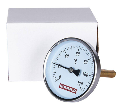 Термометр биметаллический аксиальный ROMMER 80/100 мм 1/2 0-120 °C RIM-0001-801015