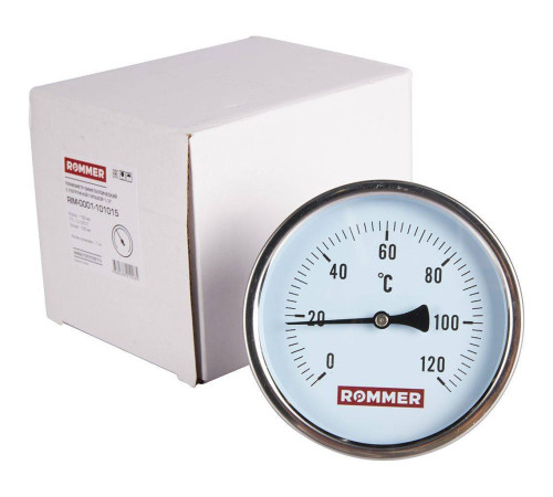 Термометр биметаллический аксиальный ROMMER 100/100 мм 1/2 0-120 °C RIM-0001-101015
