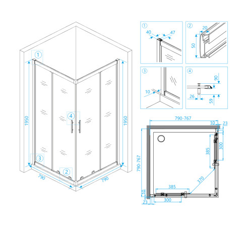 Душевой уголок RGW Hotel HO-31 800x800 мм 03063188-11