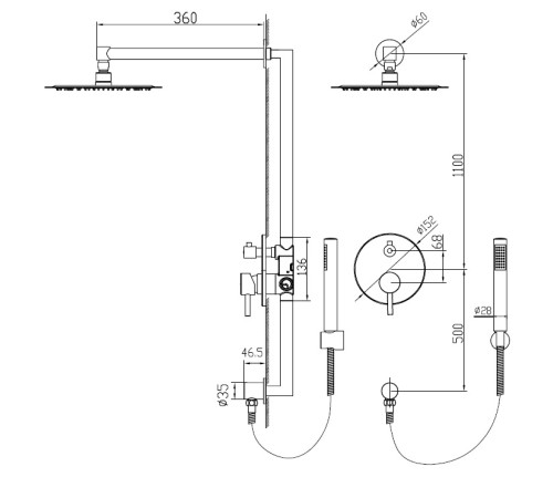 Душевая система скрытого монтажа RGW SP-51 хром 21140851-01