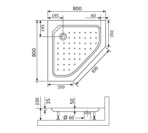 Душевой поддон трапеция RGW Style STYLE-TR 800x800 мм 16180588-11