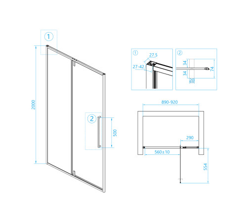 Душевая дверь RGW SV-03 900 мм прозрачное стекло хром 06320309-11