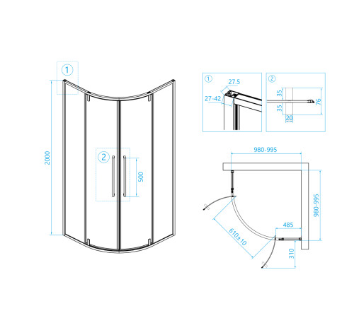 Душевой уголок RGW Stilvoll SV-53 1000x1000 мм 06325300-11