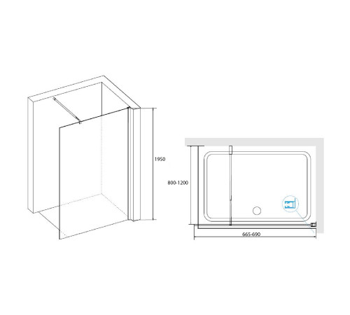 Душевая перегородка RGW Walk-In WA-02-1 700x2000 мм 411002107-41