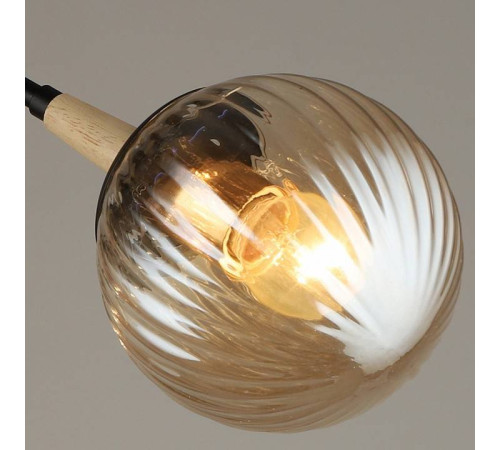 Люстра на штанге Reluce 04886 04886-0.3-03 BK+WOOD