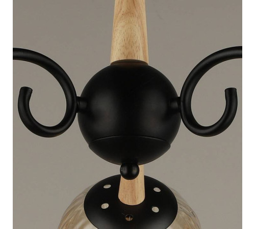 Люстра на штанге Reluce 04886 04886-0.3-03 BK+WOOD