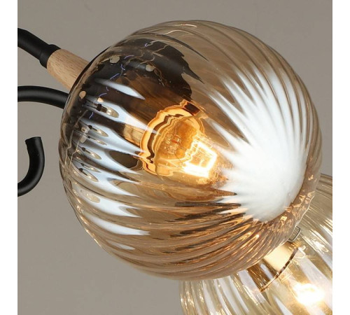 Люстра на штанге Reluce 04886 04886-0.3-05 BK+WOOD