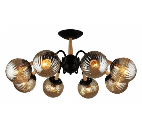 Люстра на штанге Reluce 04886 04886-0.3-08 BK+WOOD