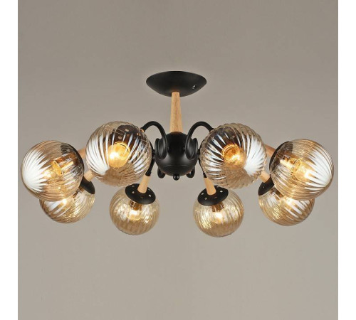 Люстра на штанге Reluce 04886 04886-0.3-08 BK+WOOD