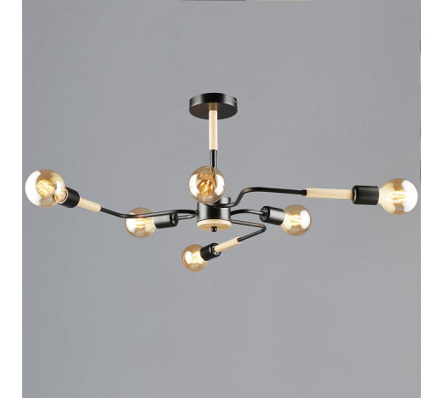 Люстра на штанге 10070 10070-0.3-06 BK+WOOD